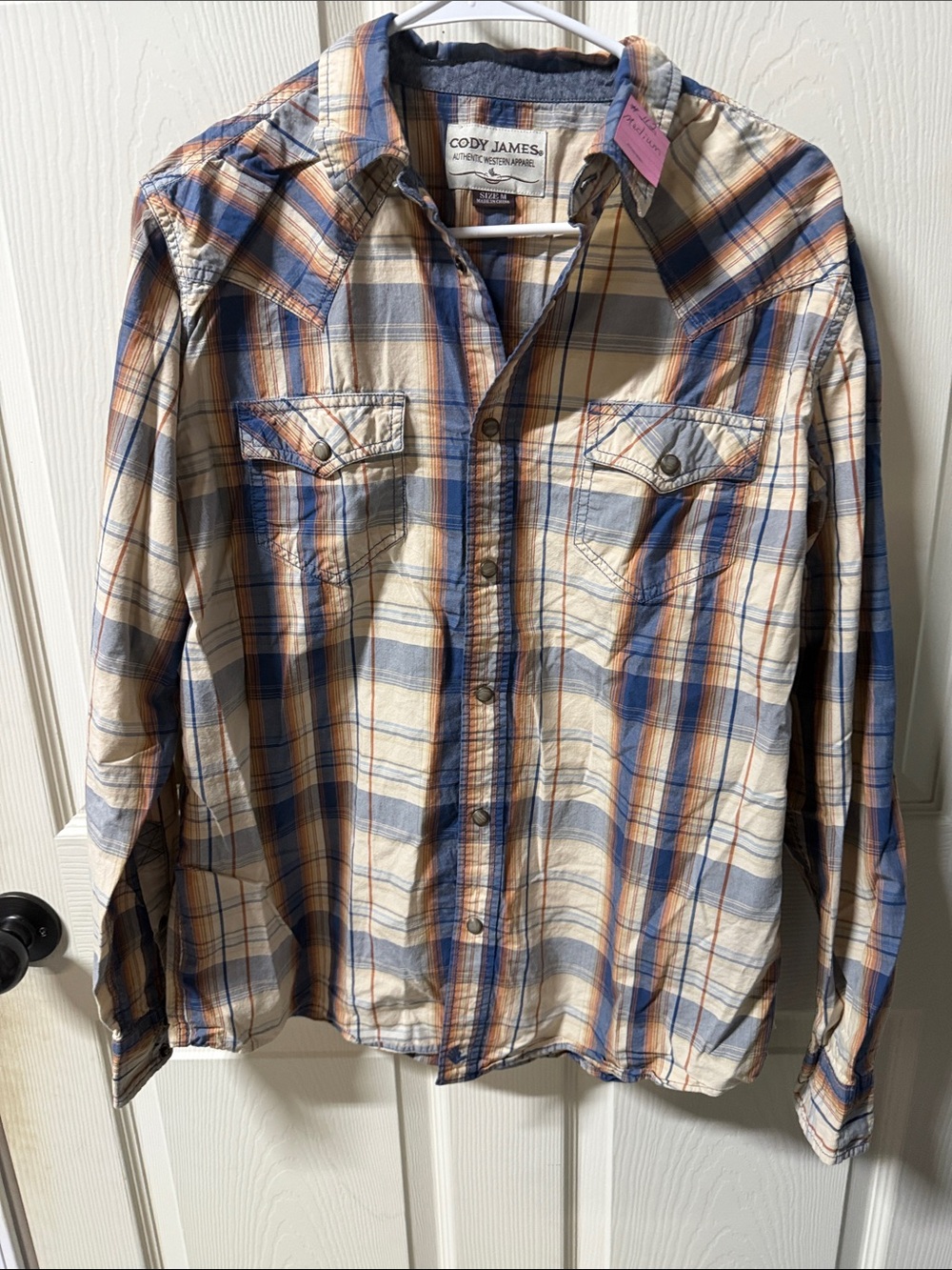 Men’s Blue & Tan Plaid Western Shirt
